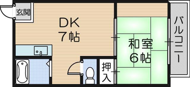 マサゴハイツ6(1DK/1階)の間取り写真