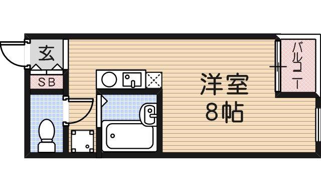 プラザ武庫川(ワンルーム/2階)の間取り写真