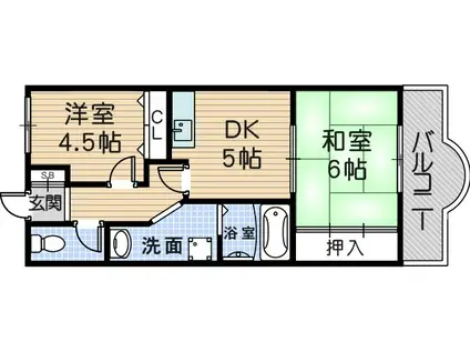 平井マンション(2DK/1階)の間取り写真