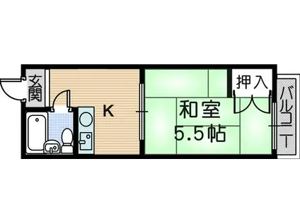 デュオ東難波(1DK/1階)の間取り写真