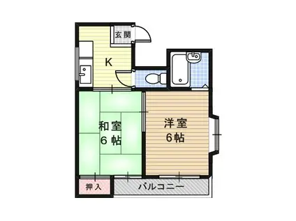 パインハウス(2K/1階)の間取り写真