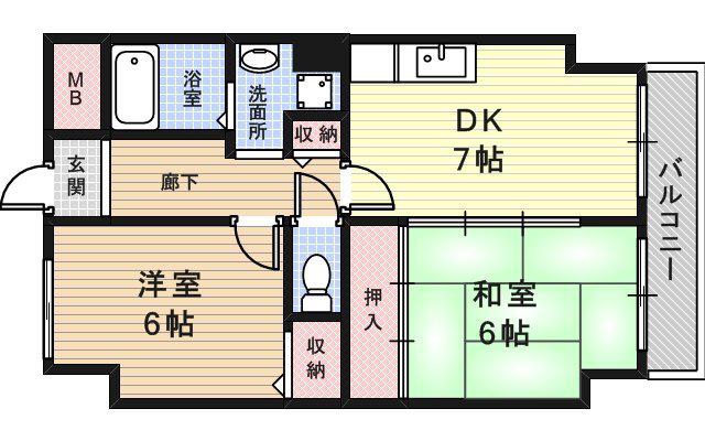 ルキア武庫川(2DK/5階)の間取り写真