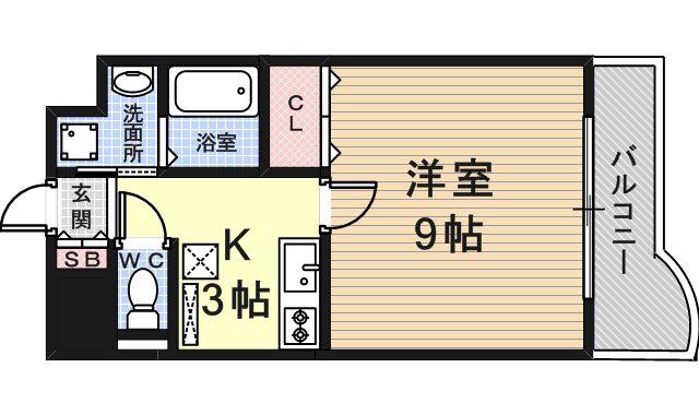 サニーコート明和(1K/3階)の間取り写真