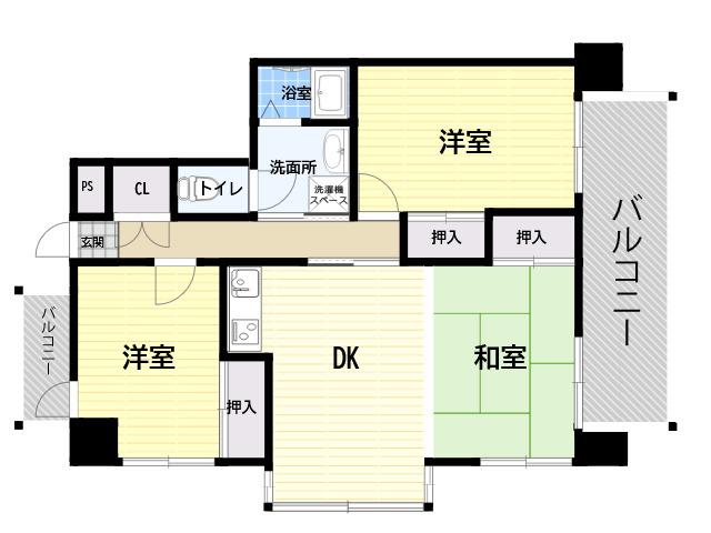 グランピアイースト(2SDK/1階)の間取り写真