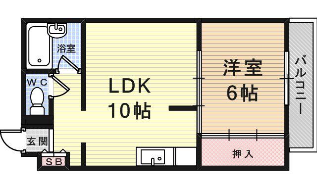 シャルムレーブ(1LDK/2階)の間取り写真