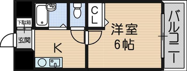 ローズコーポ阪神尼崎(1K/1階)の間取り写真