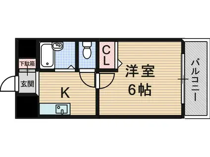 ローズコーポ阪神尼崎(1K/6階)の間取り写真