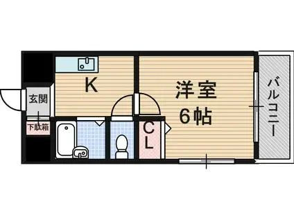 ローズコーポ阪神尼崎(1K/9階)の間取り写真