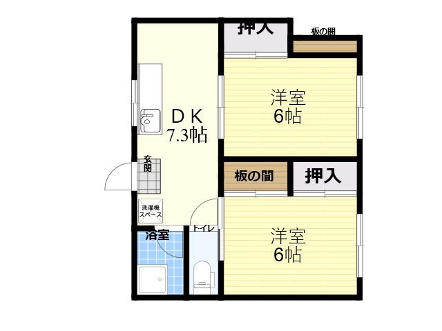 藤本ハイム(2DK/1階)の間取り写真