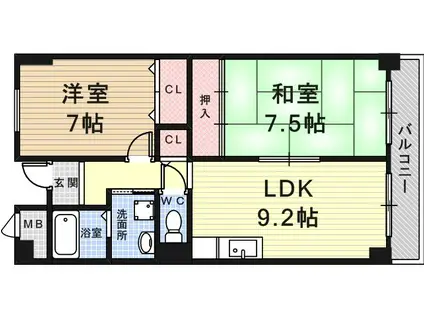 ジェンティールMATUMOTO(2LDK/3階)の間取り写真