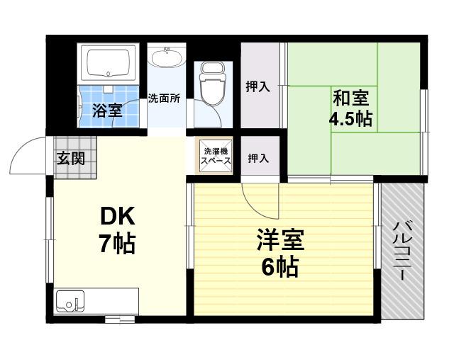 エメラルド崇徳院(2DK/3階)の間取り写真
