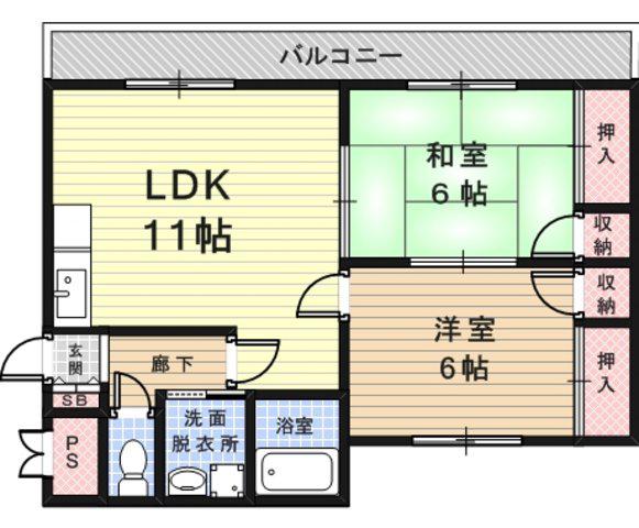 エクシオ2(2LDK/2階)の間取り写真