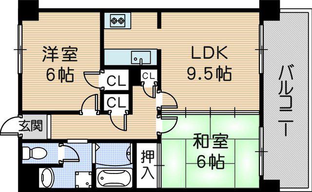 ベルテック武庫川(2LDK/6階)の間取り写真