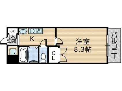 アッサローム尼崎(1K/2階)の間取り写真