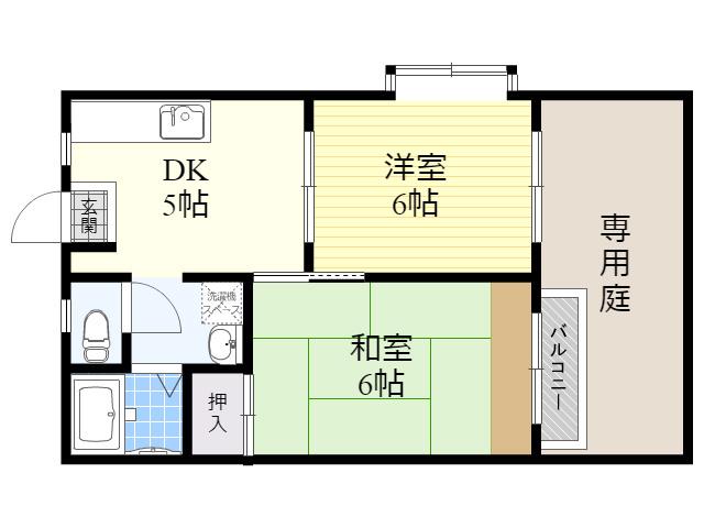 メゾンドグリーン2号棟(2DK/1階)の間取り写真