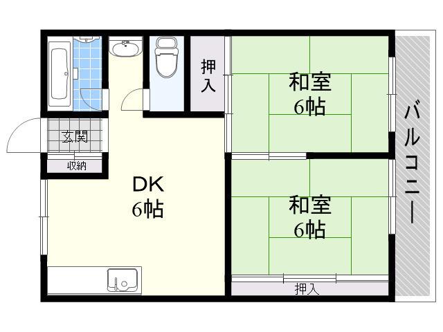 JPアパートメント尼崎(2DK/1階)の間取り写真