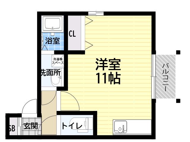 グリーンパーク尾浜(ワンルーム/1階)の間取り写真