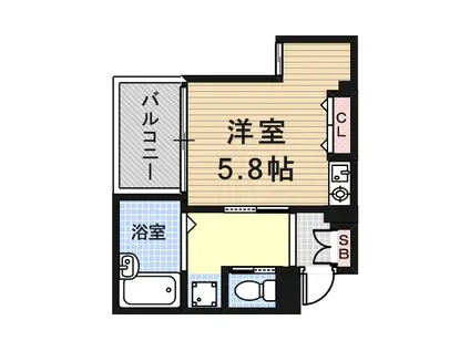 ロングアイランド尼崎(ワンルーム/3階)の間取り写真