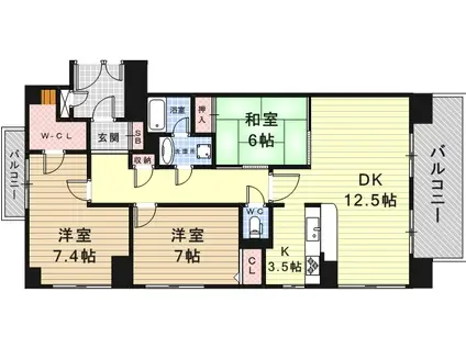 メロディーハイム尼崎(3LDK/10階)の間取り写真