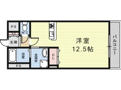 エクシージュ武庫川(ワンルーム/2階)の間取り写真