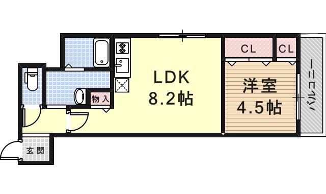 フジパレス西本町(1LDK/3階)の間取り写真
