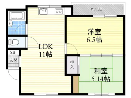 長洲ホワイトパレス1号館(2LDK/4階)の間取り写真