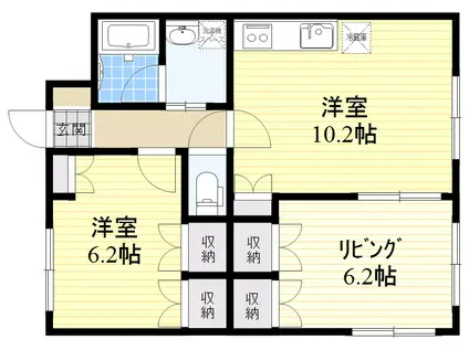 サンハイツホリウチ南七松(2LDK/1階)の間取り写真