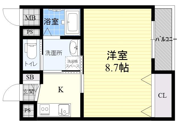  カサラーテ西難波(1K/3階)の間取り写真