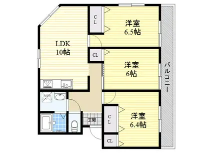 阪神本線 出屋敷駅 徒歩18分 2階建 築31年(3LDK)の間取り写真