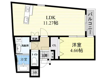 パロス武庫川(1LDK/2階)の間取り写真