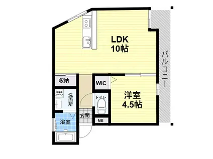 パロス武庫川ソラシア(1LDK/2階)の間取り写真
