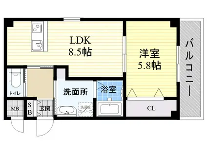 シロハイヌ尼崎南(1LDK/4階)の間取り写真