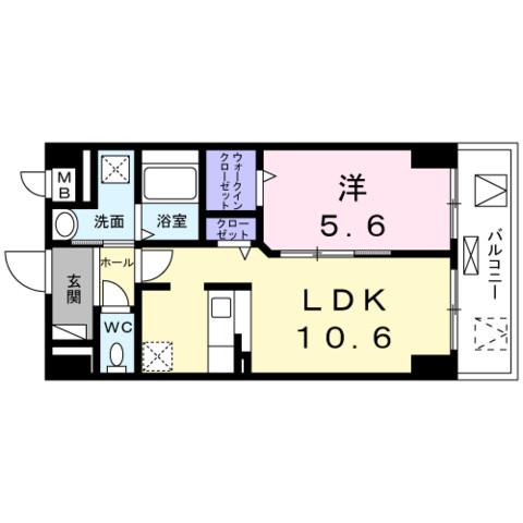 グラドアーレ ミゼ(1LDK/5階)の間取り写真