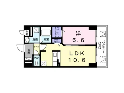 グラドアーレ ミゼ(1LDK/3階)の間取り写真