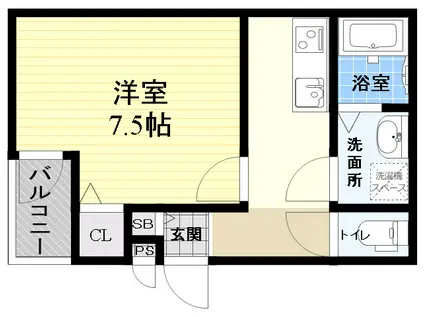 ノイヴェル西本町(1K/3階)の間取り写真