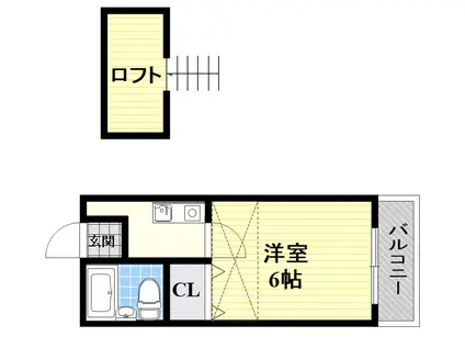 シャルル武庫川(1K/2階)の間取り写真