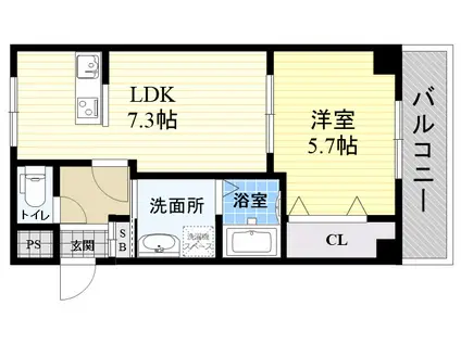 シロハイヌ西難波(1LDK/4階)の間取り写真