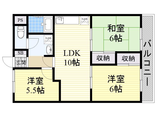 クリスタルハイツ立花(3LDK/3階)の間取り写真