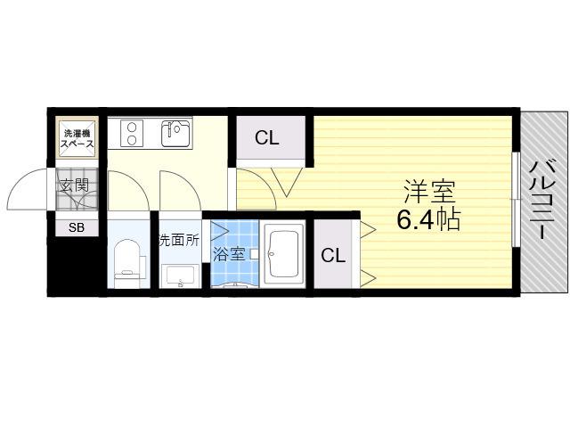 ブランTAT尼崎七松町I(1K/2階)の間取り写真