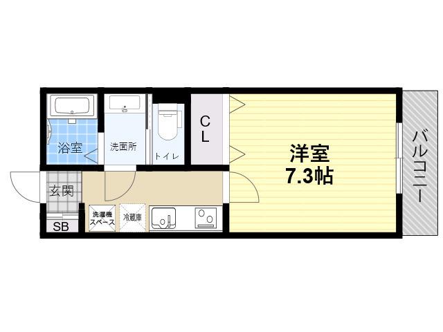 CASA武庫川ウエスト(1K/2階)の間取り写真