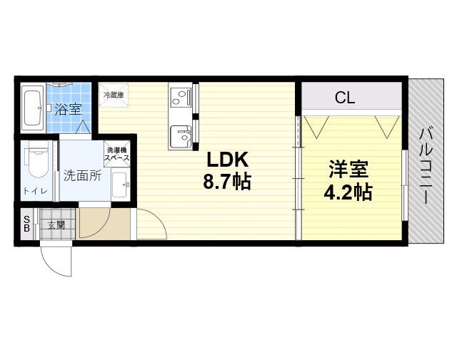 CASA武庫川ウエスト(1LDK/3階)の間取り写真