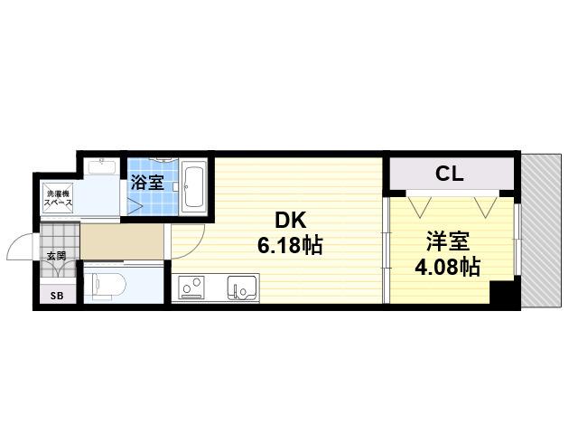 TERRA HANSHIN AMAGASAKI(1DK/1階)の間取り写真