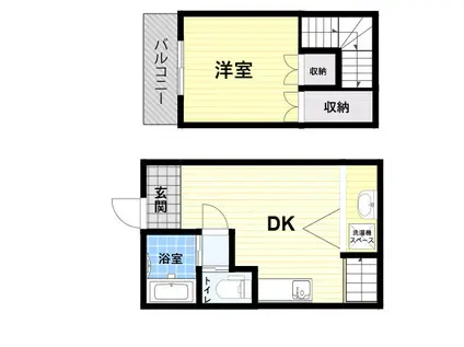 阪神本線 尼崎駅(ＪＲ) 徒歩12分 2階建 築31年(1DK)の間取り写真