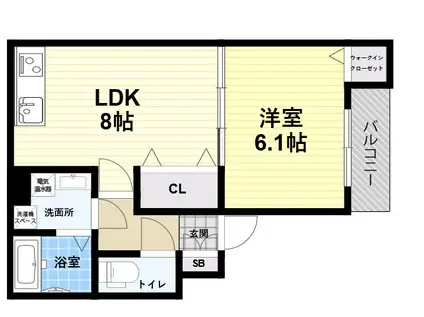 ゼニス北城内(1LDK/3階)の間取り写真