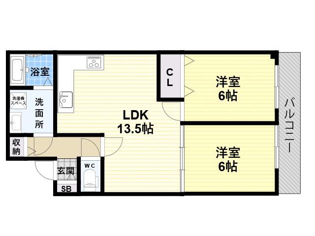 中本ビルマンション(2LDK/3階)の間取り写真