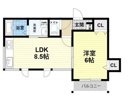 中本ビルマンション(1LDK/3階)の間取り写真