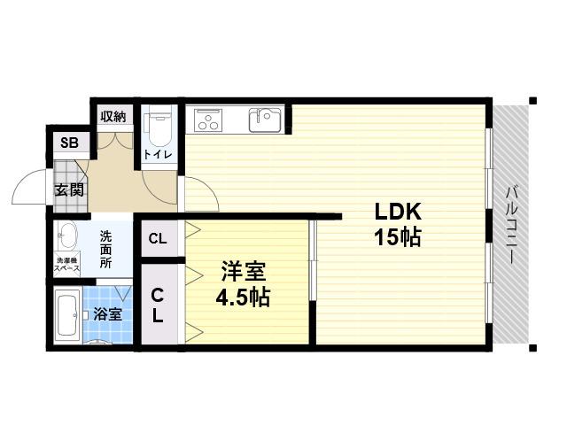 中本ビルマンション(1LDK/3階)の間取り写真