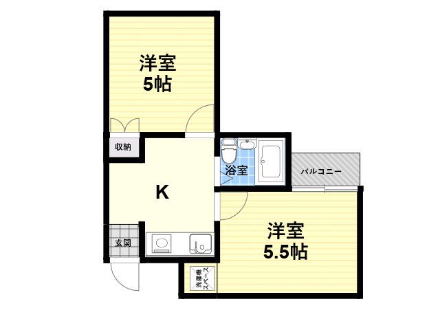 メイプル1番館(2K/3階)の間取り写真