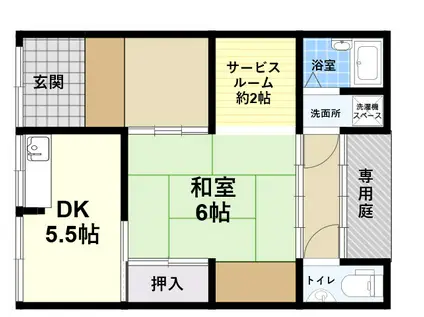 阪神本線 大物駅 徒歩8分 1階建 築60年(1DK)の間取り写真