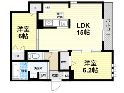 JR東海道・山陽本線 立花駅 徒歩4分 3階建 築1年(2LDK/3階)の間取り写真